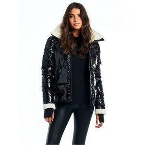 SAM. Jet Caviar Nikki Puffer Shearling Jacket XS